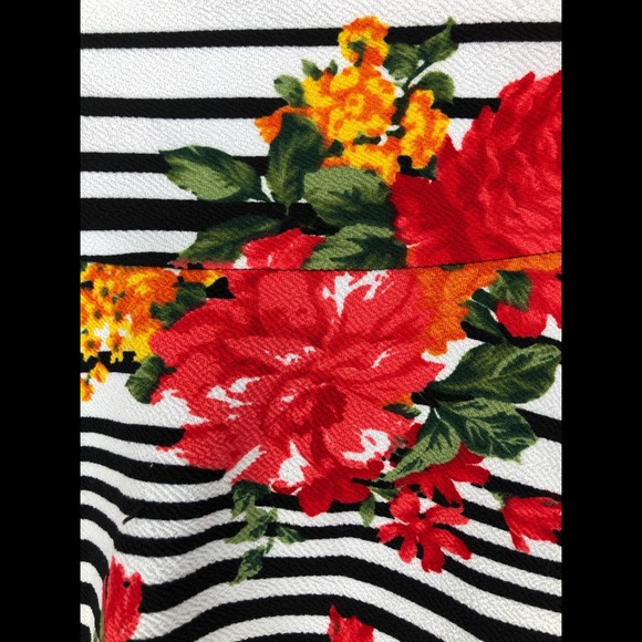 Plus Size Floral Striped Peplum Dress - Picture 3 of 3